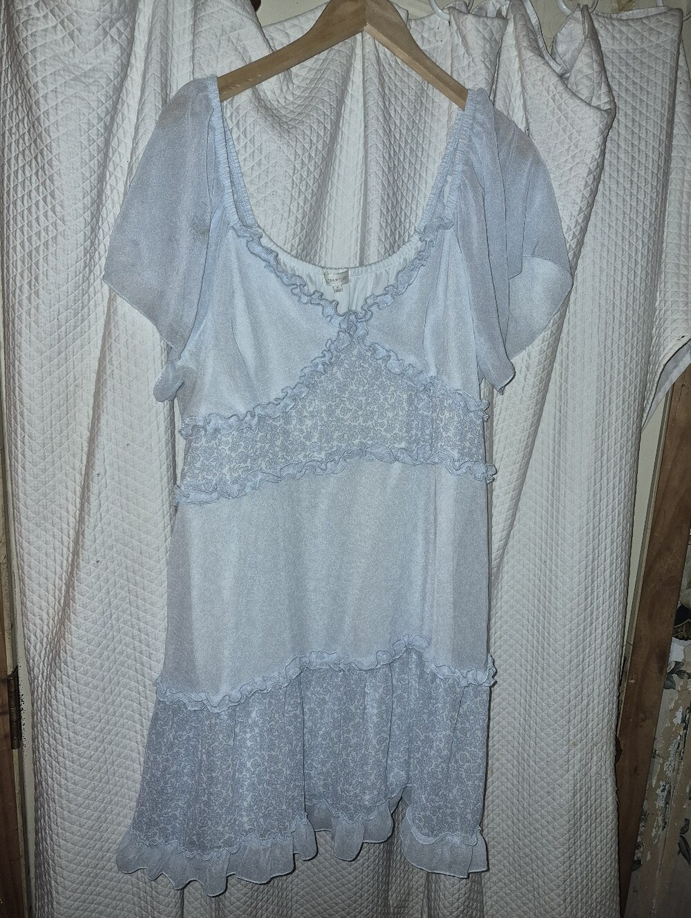 Ultra Flirt Light Blue Ruffle Trim Babydoll Dress Size: 2X
